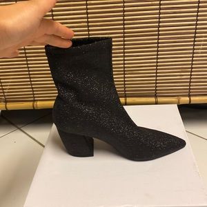 Qupid Black Sparkling heeled boots